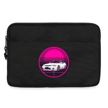 Retro JDM Drift Car Synthwave Pink Circle T-Shirt - Laptoptasche 13" - Schwarz - Vorne