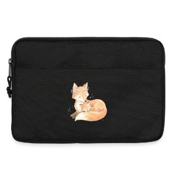 Fox mother and cub with flower wreath - Laptop bag 13" - black - Front