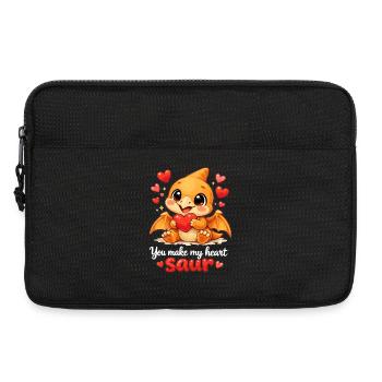 Süßer Babydino Pterodactyl – Heart Saur Spruch - Laptoptasche 13" - Schwarz - Vorne