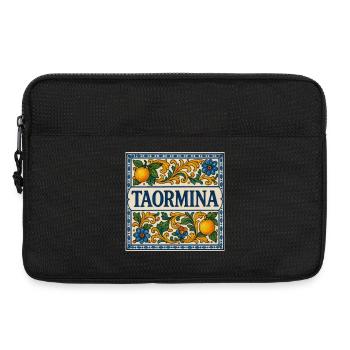 Taormina Zitronenflorales Fliesenmuster - Laptoptasche 13" - Schwarz - Vorne