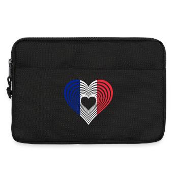 Art au trait français avec drapeau en cœur.  France. Fran - Sacoche pour ordinateur portable 13 pouces - noir - Devant