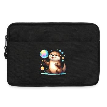 Kawaii Otter Playing with Soap Bubbles – Cute - Laptop bag 13" - black - Front