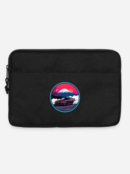 Retro 80er JDM AE86 Mt Fuji Drift Synthwave Kunst - Laptoptasche 13" - Schwarz
