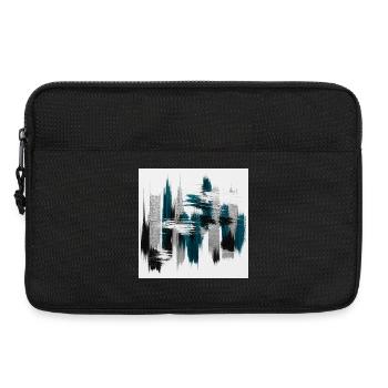 Abstrait Bleu Teal et Gris Urbain - Sacoche pour ordinateur portable 13 pouces - noir - Devant