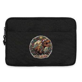 Rex-Mas Dino dans une couronne de lumières - Sacoche pour ordinateur portable 13 pouces - noir - Devant