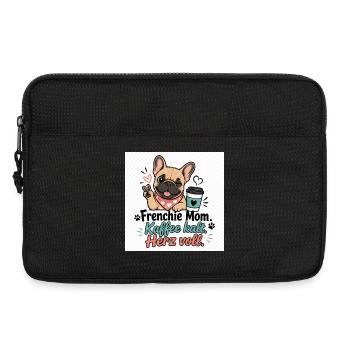 Frenchie Mom Kaffee Herz - Laptoptasche 13" - Schwarz - Vorne