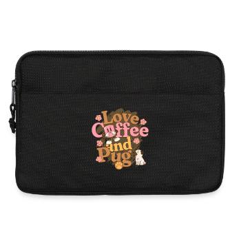Love Coffee and Pugs - Pug Owner Gift - Laptop bag 13" - black - Front