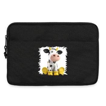 Kuh mit Gelben Stiefeln Cartoon - Laptoptasche 13" - Schwarz - Vorne