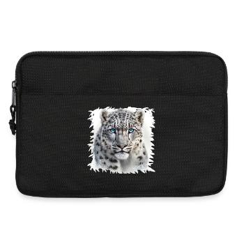 Schneeleopard mit blauen Augen - Laptoptasche 13" - Schwarz - Vorne