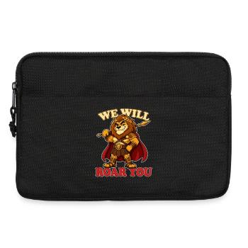 Nous On Va Rugir Drôle, Lion Gladiator Mascotte - Sacoche pour ordinateur portable 13 pouces - noir - Devant