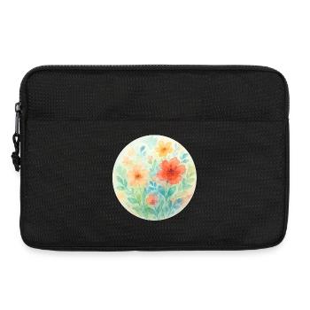 Fleurs Aquarelle Pastel Cercle - Sacoche pour ordinateur portable 13 pouces - noir - Devant