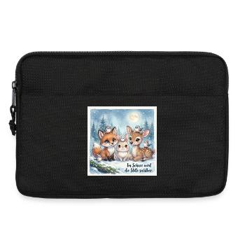 Süße Winterwald Tiere – Fuchs, Hase und Rehkitz  - Laptoptasche 13" - Schwarz - Vorne