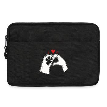 T-shirt Amour de Chat Patte Main Coeur - Sacoche pour ordinateur portable 13 pouces - noir - Devant