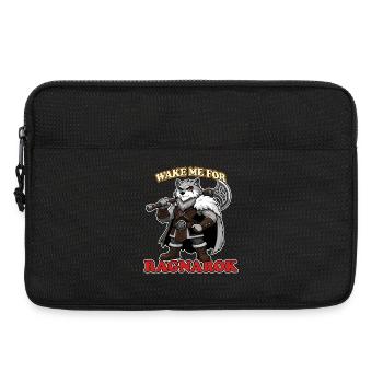 Réveille-moi pour Ragnarok Mascotte drôle de loup viking - Sacoche pour ordinateur portable 13 pouces - noir - Devant