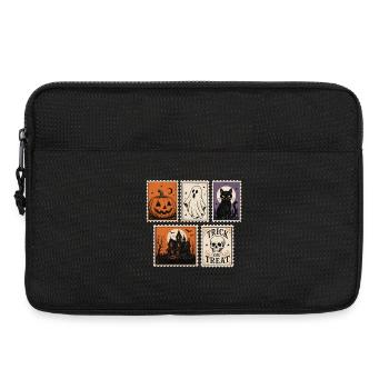 Halloween Gruslige Briefmarken Kürbis Geist Katze  - Laptoptasche 13" - Schwarz - Vorne