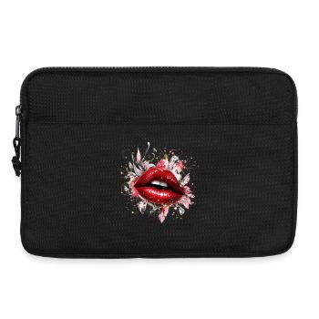 Red lips with diamonds and flowers - Laptop bag 13" - black - Front