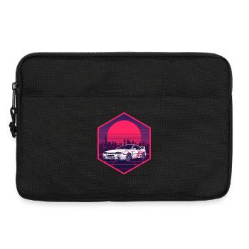 90er Synthwave R32 Racing JDM Neon Hex-Aufkleber - Laptoptasche 13" - Schwarz - Vorne