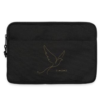 Goldene Freiheit – Filigrane Buchstaben & Taube - Laptoptasche 13" - Schwarz - Vorne