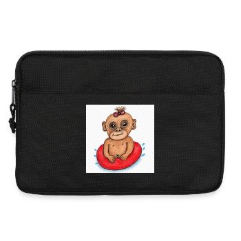 Little Monkey on Red Inflatable Boat - Laptop bag 13" - black - Front