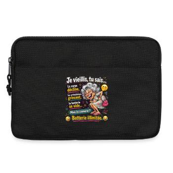 T-shirt Humour Vieillesse Je Vieillis Tu Sais Batt - Sacoche pour ordinateur portable 13 pouces - noir - Devant