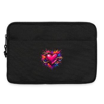Cœur avec le signe d’infini et explosion de couleur - Sacoche pour ordinateur portable 13 pouces - noir - Devant