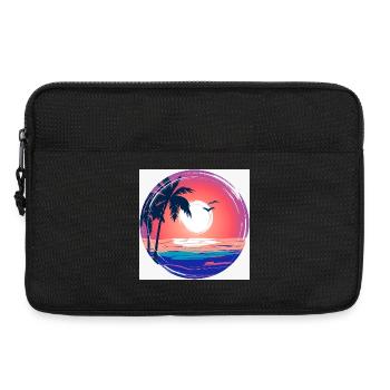 Sonnenuntergangs-Palmenkreis Ozean-Leuchten - Laptoptasche 13" - Schwarz - Vorne