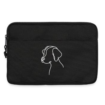 Croquis de chien aux oreilles tombantes – motif d’animal mignon - Sacoche pour ordinateur portable 13 pouces - noir - Devant