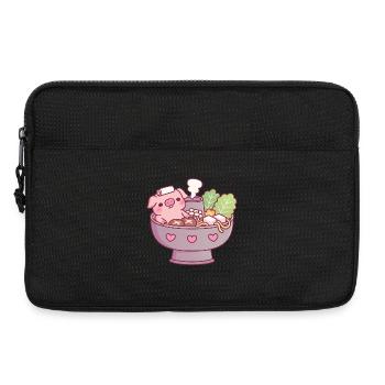Lustiges Schwein entspannt sich im Dampfschiff-Hotpot-Whirlpool - Laptoptasche 13" - Schwarz - Vorne