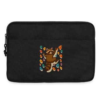 Kletternder Waschbär: Kunstvolles Bouldern - Laptoptasche 13" - Schwarz - Vorne