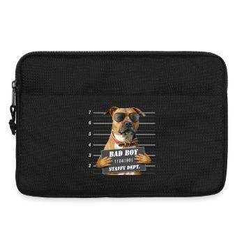 Badboy mit rotem Staffie-Gerichtsschild – 012 - Laptoptasche 13" - Schwarz - Vorne