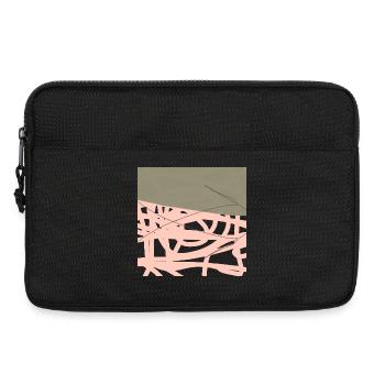 Rosé Netz auf Olivgrund - Laptoptasche 13" - Schwarz - Vorne