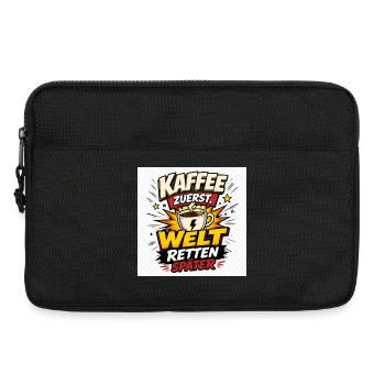 Kaffee zuerst, Welt retten später. - Laptoptasche 13" - Schwarz - Vorne