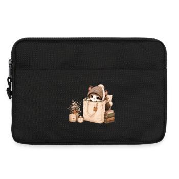 Gemütliches Kätzchen in einer Stofftasche - Laptoptasche 13" - Schwarz - Vorne