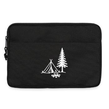 Tente de camping avec feu de camp et sapin de Noël en plein air - Sacoche pour ordinateur portable 13 pouces - noir - Devant