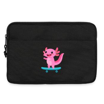 Kawaii Axolotln on Skateboard – Cute Animal - Laptop bag 13" - black - Front