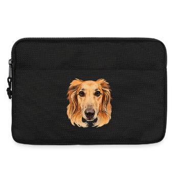 Tête Saluki, aspect aquarelle, motifs de lévriers - Sacoche pour ordinateur portable 13 pouces - noir - Devant