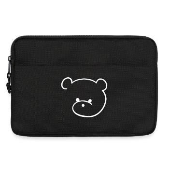 Petit ours en peluche mignon avec des yeux boutonnés - Sacoche pour ordinateur portable 13 pouces - noir - Devant