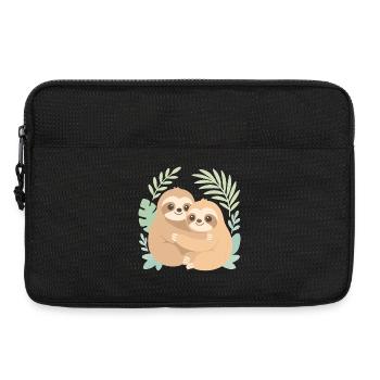 Mignons paresseux : câlinés dans la jungle pastel - Sacoche pour ordinateur portable 13 pouces - noir - Devant