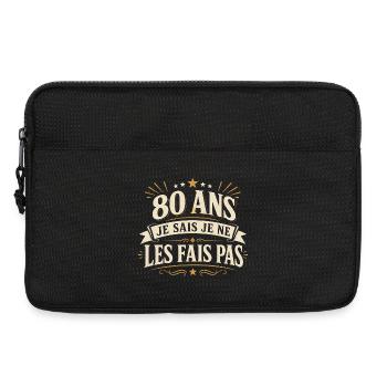 80 ans | Humour Cadeau D'anniversaire 80 ans - Sacoche pour ordinateur portable 13 pouces - noir - Devant