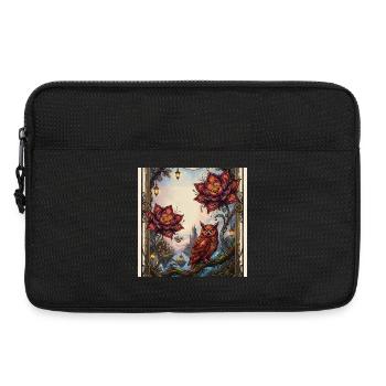 Chouette fleurie et chouette à vapeur - Sacoche pour ordinateur portable 13 pouces - noir - Devant