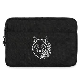 Loup aux fleurs Art naturel élégant - Sacoche pour ordinateur portable 13 pouces - noir - Devant