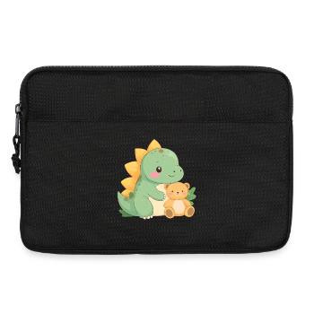 Petit Dino Vert avec Nounours – De mignons amis - Sacoche pour ordinateur portable 13 pouces - noir - Devant