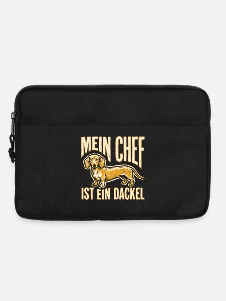 Mein Chef ist ein Dackel - Lustiger Dackel Spruch - Laptoptasche 13" - Schwarz