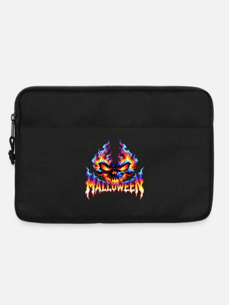 Feuriger Totenkopf Halloween Flammen Design - Laptoptasche 13" - Schwarz