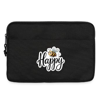 Biene mit Glücksspruch im Handlettering be happy - Laptoptasche 13" - Schwarz - Vorne