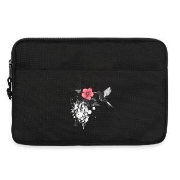Hummingbird and heart with flower - Laptop bag 13" - black - Front