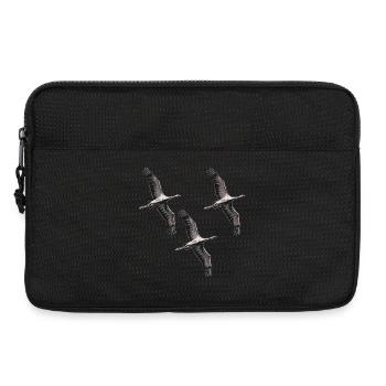 Vogelzug Kraniche in Grau Tönen - Laptoptasche 13" - Schwarz - Vorne