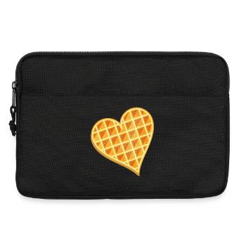 goldbraune Waffel in Herz Form mit Puderzucker - Laptoptasche 13" - Schwarz - Vorne