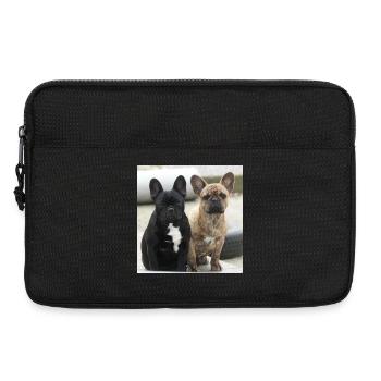 Deux Français Bulldogs - Sacoche pour ordinateur portable 13 pouces - noir - Devant