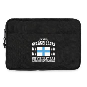 Marseille, Marseille humour, je suis Marseillais - Sacoche pour ordinateur portable 13 pouces - noir - Devant